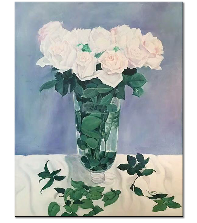White Roses in Vase