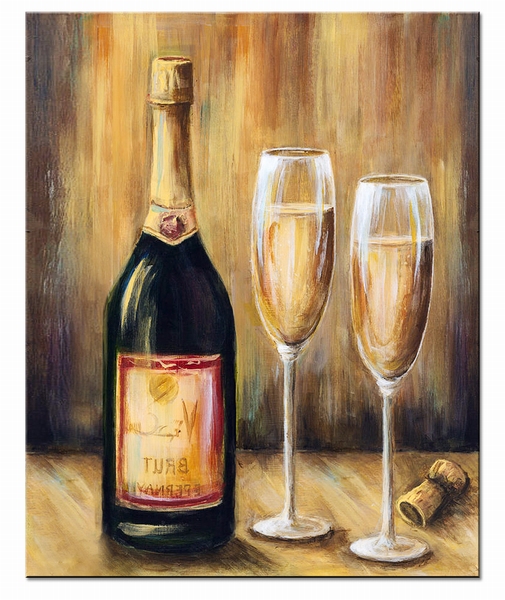 Bottle of Champagne and Two Glasses
