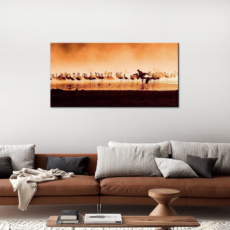 Flamingos in the sunset