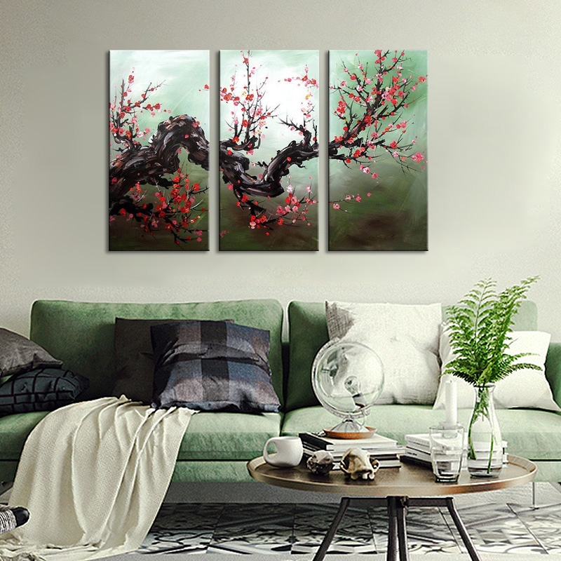 Branch with red blossoms