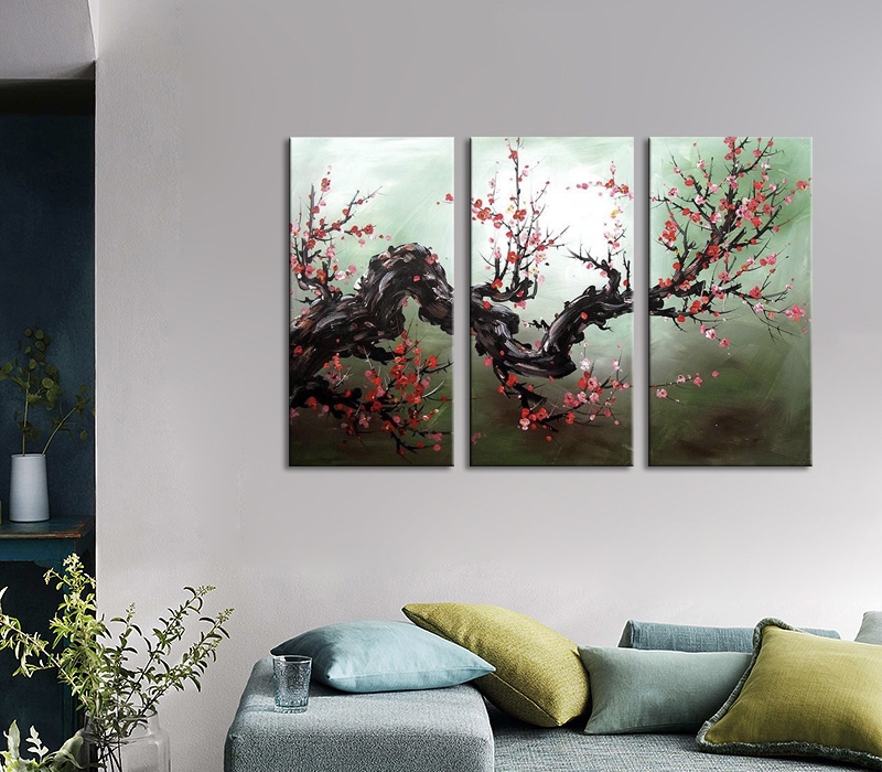 Branch with red blossoms