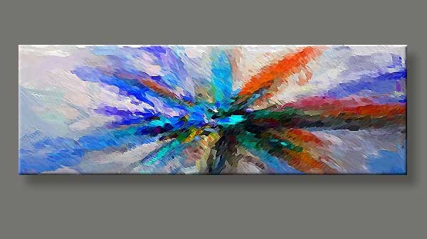 volleybal Supersonische snelheid dreigen in the beginning - abstract langwerpig schilderij