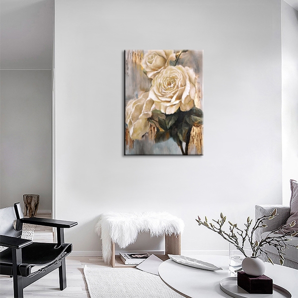 White Roses with Gold