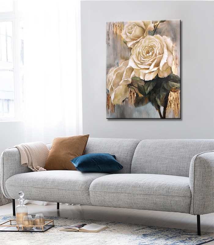 White Roses with Gold