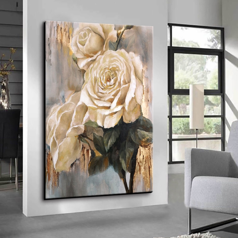 White Roses with Gold